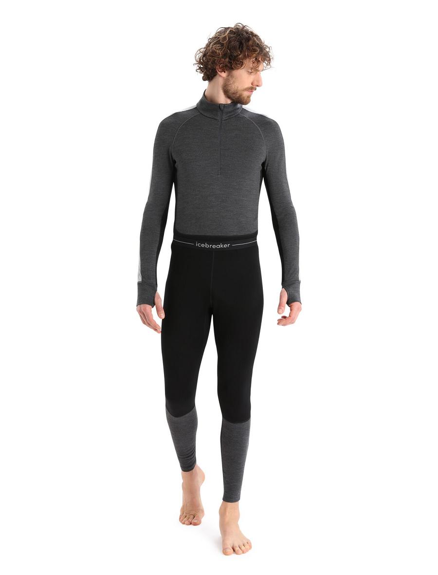 Black / Jet Heather Men's Icebreaker Merino 260 ZoneKnit™ Merino Leggings | USA 1130RVDW